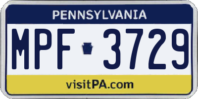 PA license plate MPF3729
