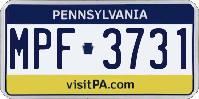PA license plate MPF3731