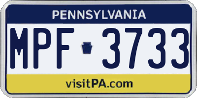 PA license plate MPF3733