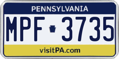 PA license plate MPF3735