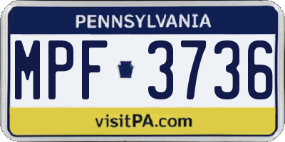 PA license plate MPF3736