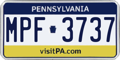PA license plate MPF3737