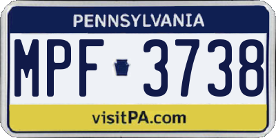 PA license plate MPF3738
