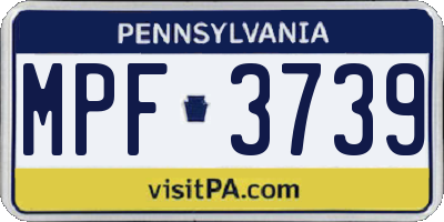 PA license plate MPF3739