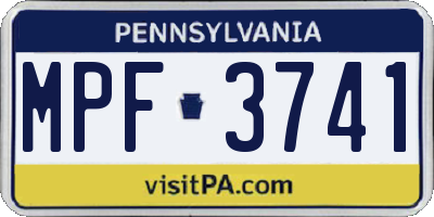 PA license plate MPF3741