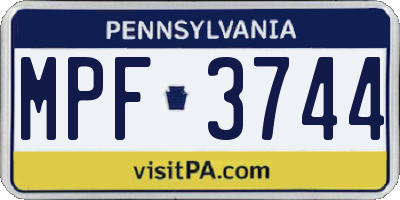 PA license plate MPF3744