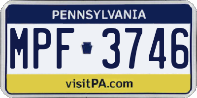 PA license plate MPF3746