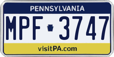 PA license plate MPF3747