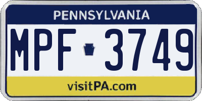 PA license plate MPF3749