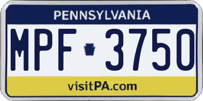PA license plate MPF3750