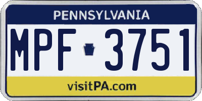 PA license plate MPF3751