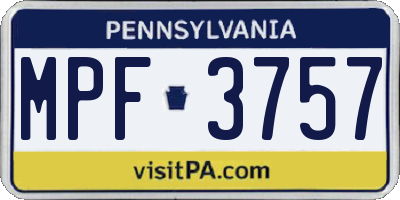 PA license plate MPF3757