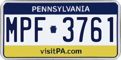 PA license plate MPF3761