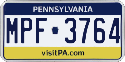 PA license plate MPF3764