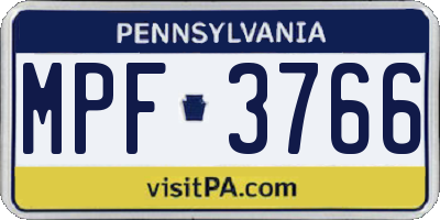 PA license plate MPF3766