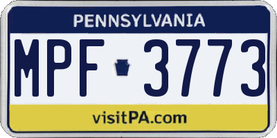 PA license plate MPF3773