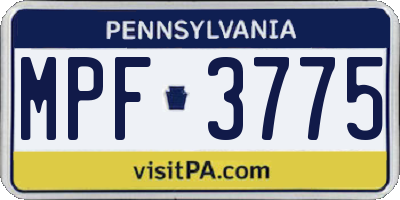 PA license plate MPF3775