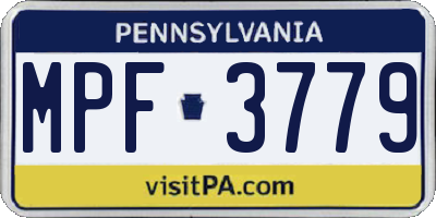 PA license plate MPF3779