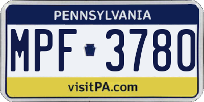 PA license plate MPF3780