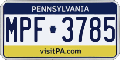 PA license plate MPF3785