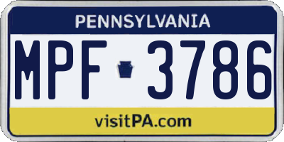 PA license plate MPF3786