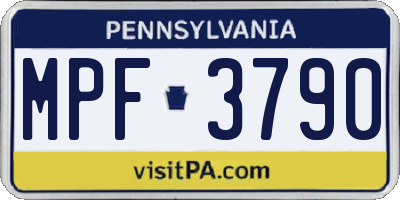 PA license plate MPF3790