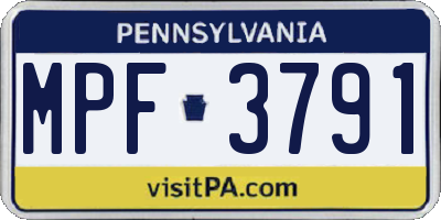 PA license plate MPF3791