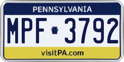 PA license plate MPF3792