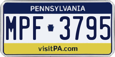 PA license plate MPF3795