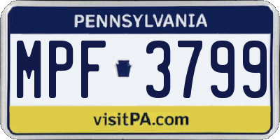 PA license plate MPF3799