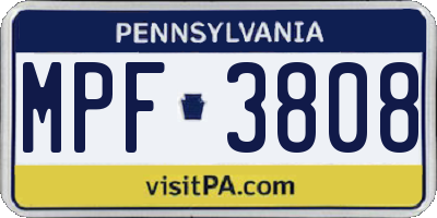 PA license plate MPF3808