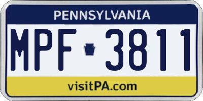 PA license plate MPF3811
