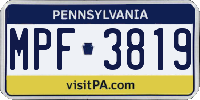 PA license plate MPF3819