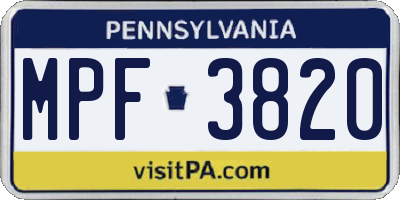 PA license plate MPF3820