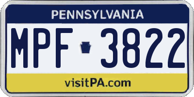 PA license plate MPF3822