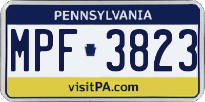PA license plate MPF3823
