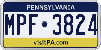 PA license plate MPF3824