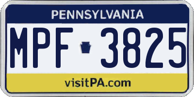 PA license plate MPF3825