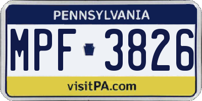 PA license plate MPF3826