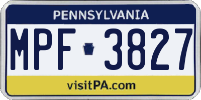PA license plate MPF3827