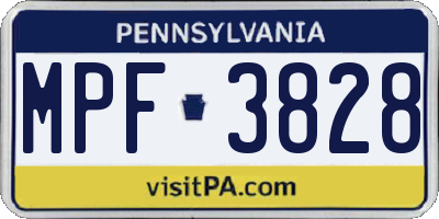 PA license plate MPF3828