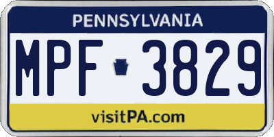 PA license plate MPF3829