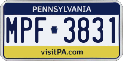PA license plate MPF3831
