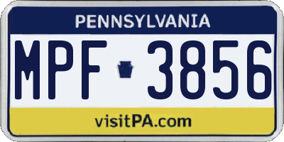 PA license plate MPF3856