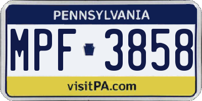 PA license plate MPF3858