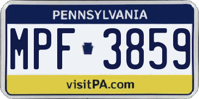 PA license plate MPF3859