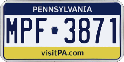 PA license plate MPF3871