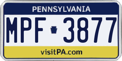 PA license plate MPF3877