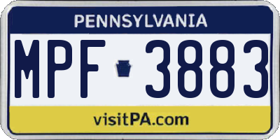 PA license plate MPF3883