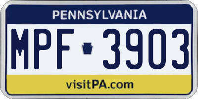 PA license plate MPF3903